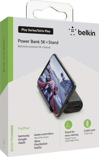 Belkin Boost Charge + Stand Play Series Power Bank 5000mAh 12W with USB-A Port and USB-C Port Black view 4