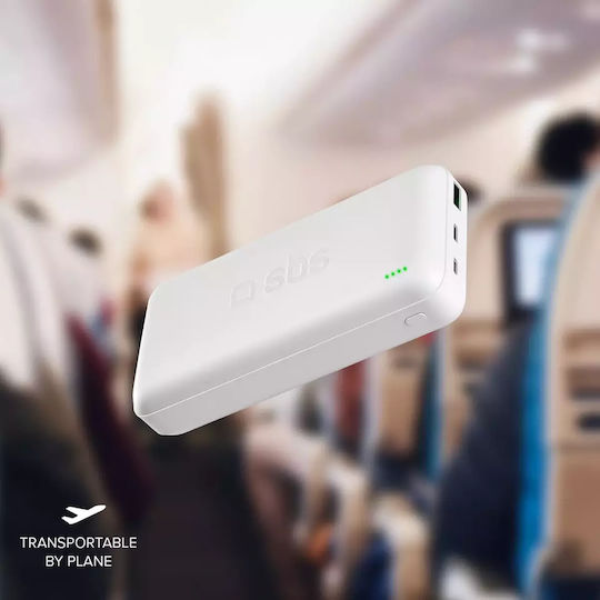 SBS Power Bank 20000mAh 20W with USB-A Port and USB-C Port Power Delivery White vue 4
