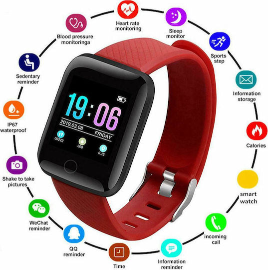116 Plus Smartwatch with Heart Rate Monitor (Red) Ansicht 2
