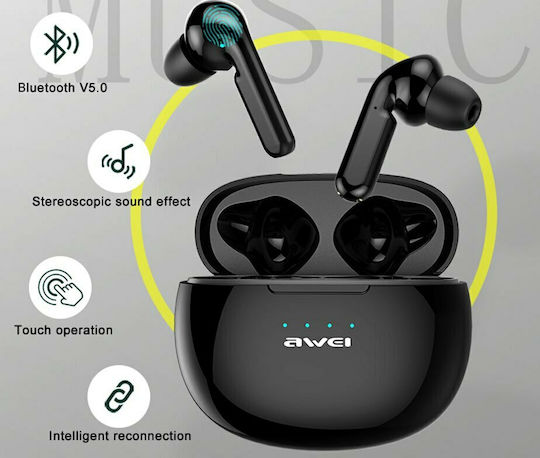 Awei T15 In-ear Bluetooth Handsfree Earphones with Charging Case Black view 9