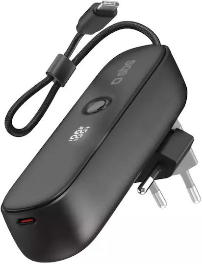 SBS Hybrid Power Bank 5000mAh 20W with USB-C Port Power Delivery Black view 1