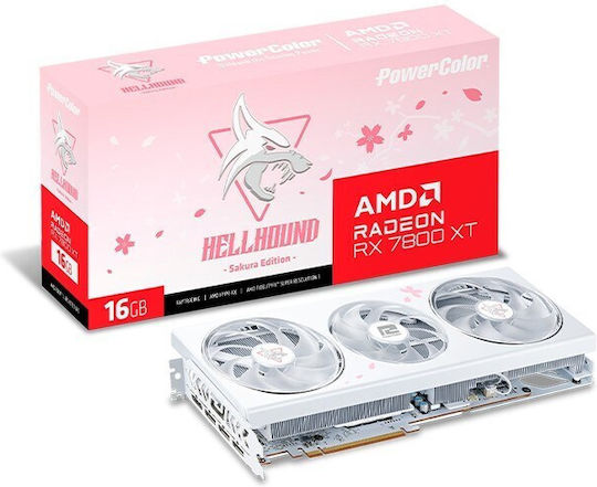 PowerColor Radeon RX 7800 XT 16GB GDDR6 Hellhound Sakura Graphics Card vue 3
