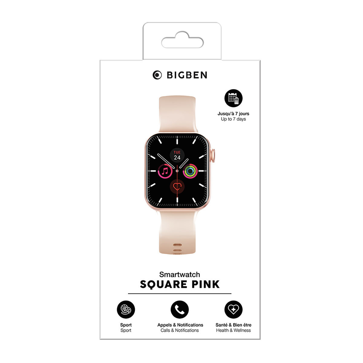 BigBen Connected Square Smartwatch with Heart Rate Monitor (Pink) view 5