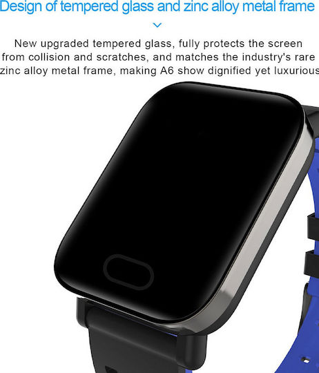 A6 46mm Smartwatch with Heart Rate Monitor (Black) view 7