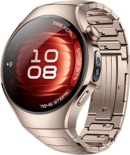 Huawei Watch 5 Stainless Steel 42mm Waterproof with eSIM and Heart Rate Monitor (Sand gold) view 1