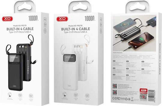 XO PR278 Power Bank 10000mAh 10W with 2 USB-A Ports and USB-C Port Black view 3