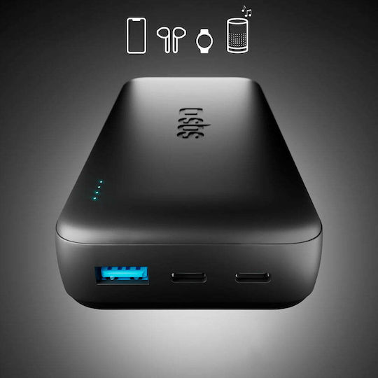 SBS Power Bank 20000mAh 10W with USB-A Port and 2 USB-C Ports Black view 8