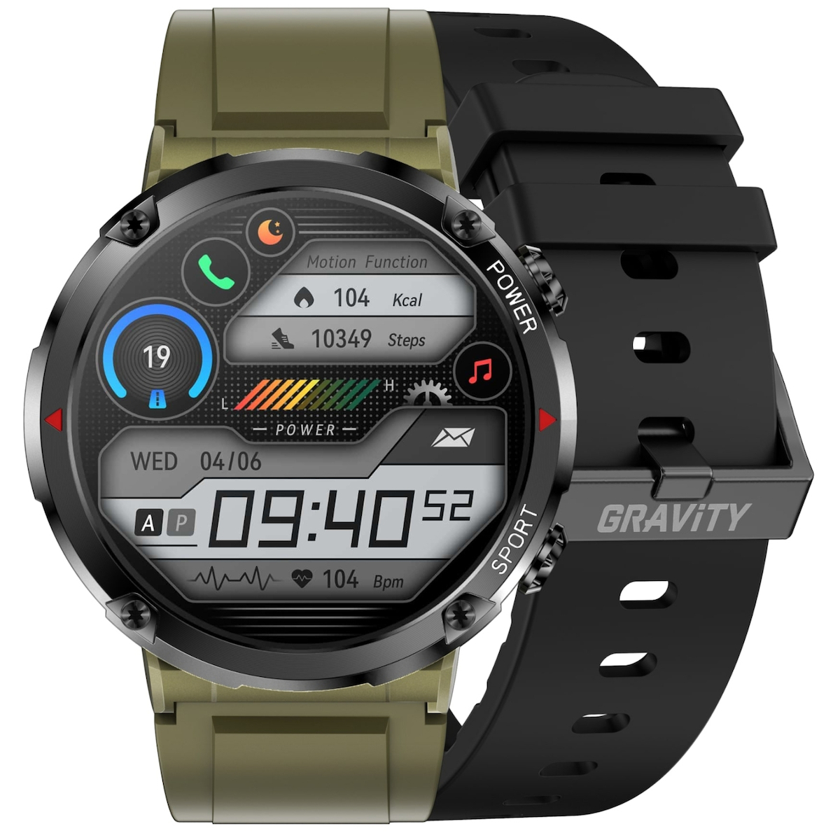 Smartwatch Gravity Zegarek Meinski Smartwatch Gravity Gt21-7 Khaki Khaki Bk