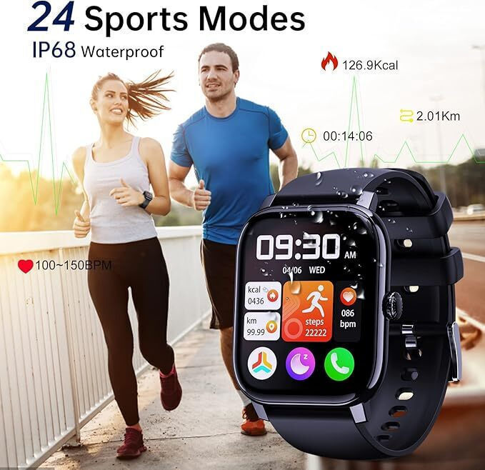 LLKBOHA P75 Smartwatch with Heart Rate Monitor (Black) view 3