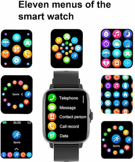 DT NO.1 DT102 38mm Smartwatch with Heart Rate Monitor (Black) vue 8