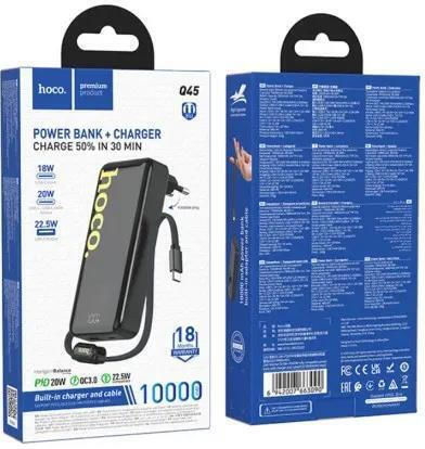 Hoco Q45 Power Bank 10000mAh with USB-A Port and USB-C Port Power Delivery / Quick Charge 3.0 Black view 3