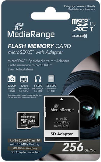 MediaRange microSDXC 256GB U1 UHS-I with Adapter vue 3