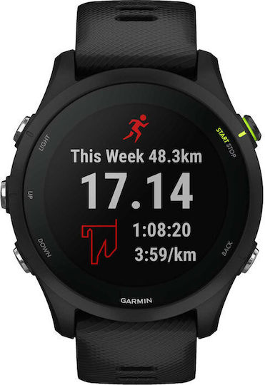 Garmin Forerunner 255 Music 46mm Waterproof Smartwatch with Heart Rate Monitor (Black)