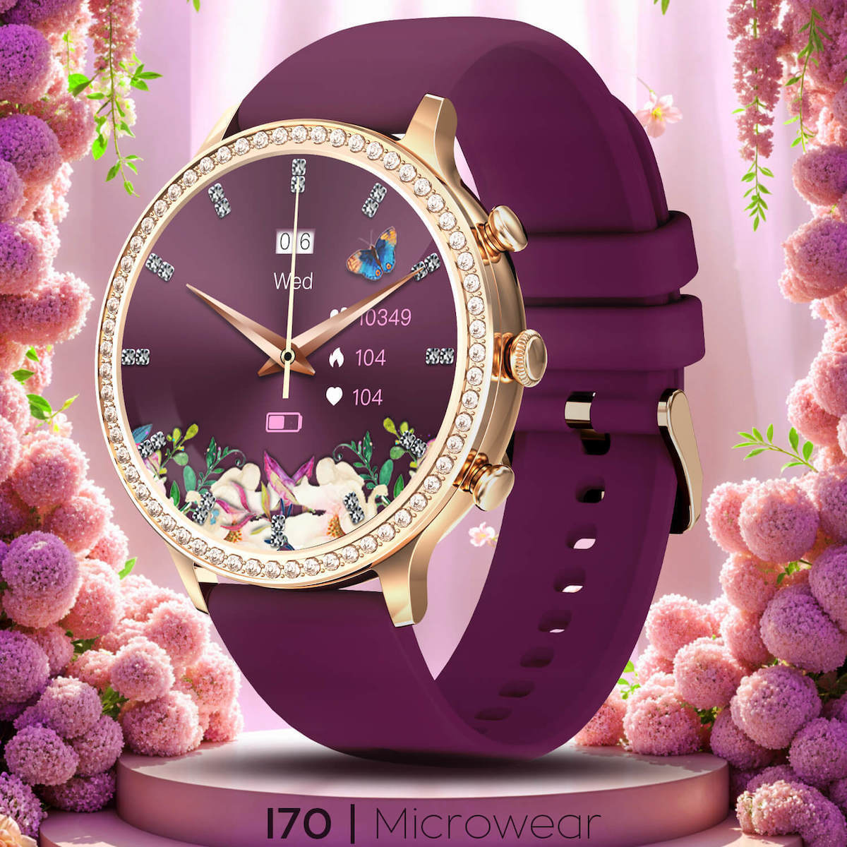 Microwear I70 Smartwatch with Heart Rate Monitor (Purple) vue 3