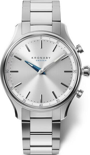 Kronaby Sekel Hybrid Stainless Steel 38mm Waterproof Smartwatch (Silver) view 3