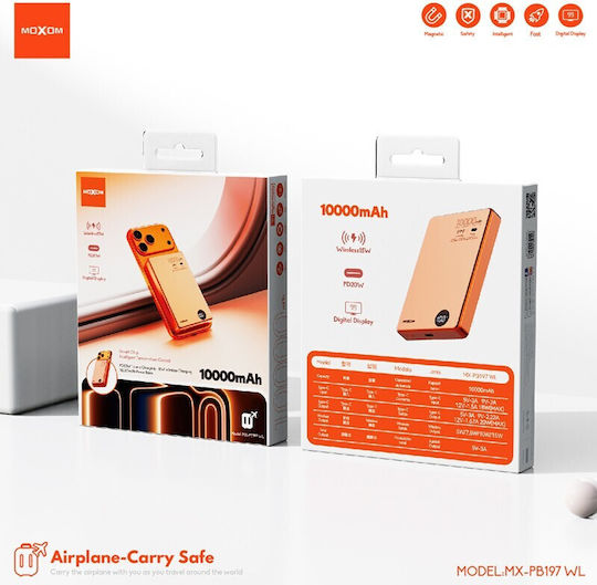 Moxom MX-PB197 MagSafe Power Bank 10000mAh 20W Power Delivery Orange view 3