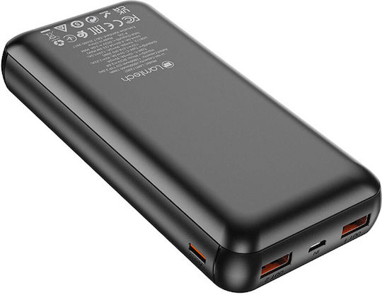 Lamtech Power Bank 20000mAh 22.5W with 2 USB-A Ports and 2 USB-C Ports Power Delivery / Quick Charge 3.0 Black view 2