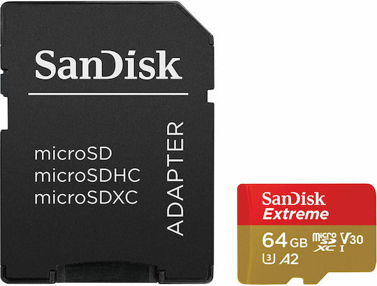 Sandisk Extreme microSDXC 64GB U3 V30 A2 UHS-I 170MB/s with Adapter