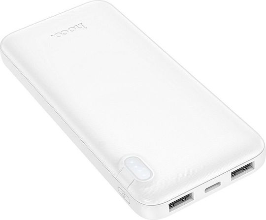 Hoco J128 Power Bank 10000mAh with 2 USB-A Ports White vue 2