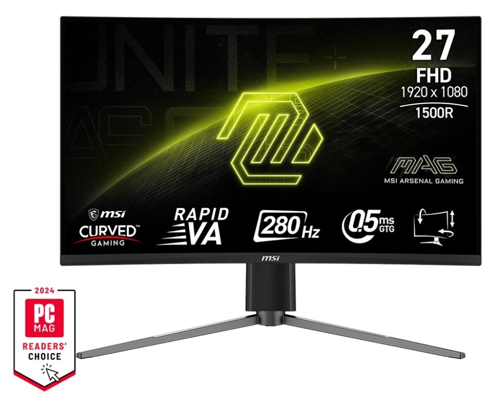 MSI PRO 276CPXF VA HDR Curved Monitor 27" FHD 1920x1080 280Hz with 0.5ms Response Time GTG view 1