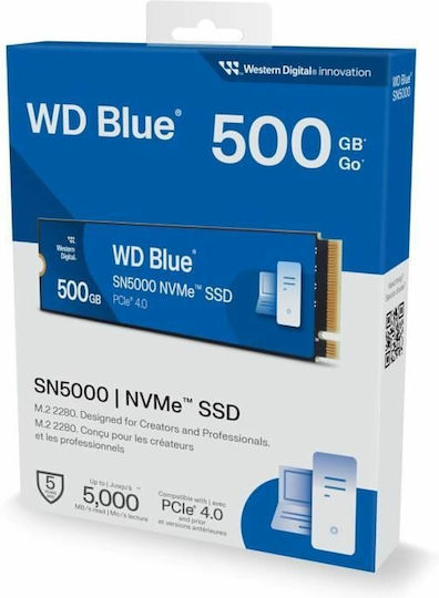 Western Digital SN5000 SSD 500GB M.2 Type with PCI Express 4.0 Connection WDS500G4B0E view 5