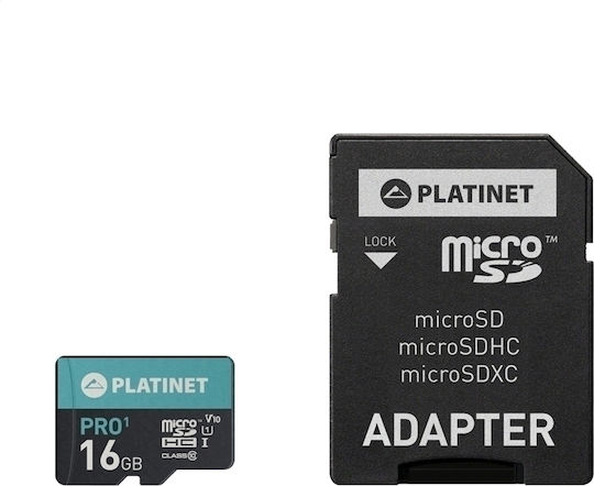 Platinet microSDHC 16GB U1 UHS-I with Adapter view 1
