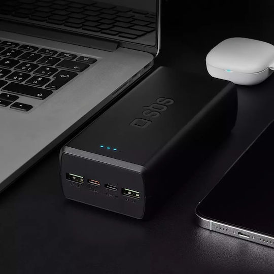 SBS Power Bank 30000mAh 20W with 2 USB-A Ports and 2 USB-C Ports Power Delivery Black vista 5