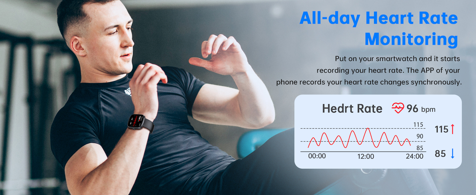 Oukitel V2 Smartwatch with Heart Rate Monitor (Black) view 5