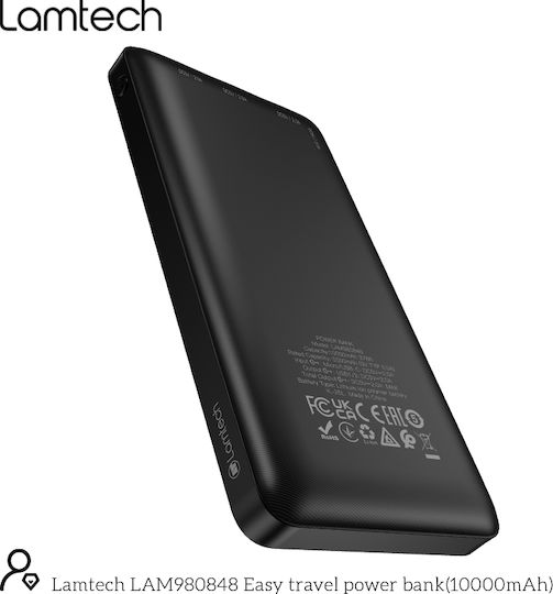 Lamtech Power Bank 10000mAh with 2 USB-A Ports Black view 5