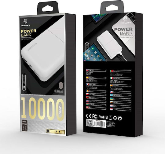 Techancy TF2766 Power Bank 10000mAh with 2 USB-A Ports and USB-C Port White view 2