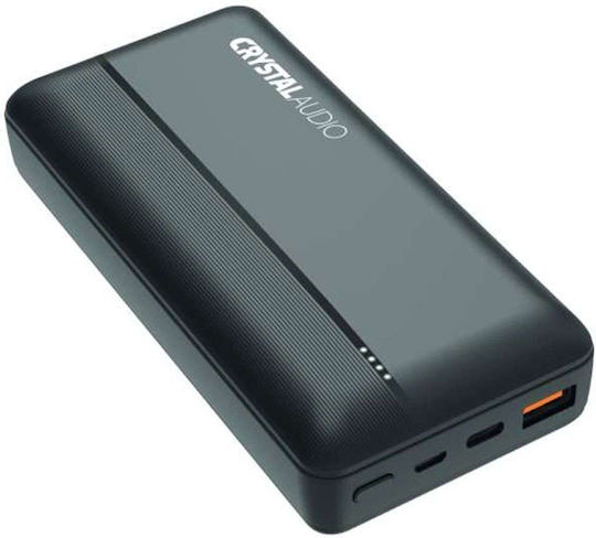 Crystal Audio PBK5K Power Bank 20000mAh 20W with USB-A Port and USB-C Port Power Delivery Black