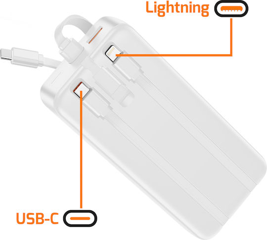 Maxexcell Power Bank 20000mAh with USB-A Port and USB-C Port White view 3