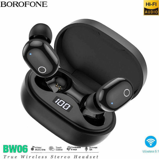 Borofone BW06 In-ear Bluetooth Handsfree Earphones with Charging Case Black view 2