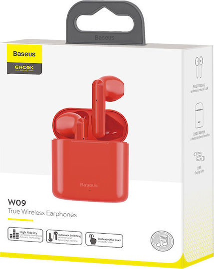 Baseus Encok W09 In-ear Bluetooth Handsfree Earphones with Sweat Resistance and Charging Case Red vue 3