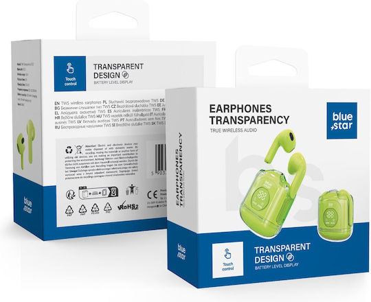 Blue Star Fi22 Earbud Bluetooth Handsfree Earphones with Charging Case Green view 1