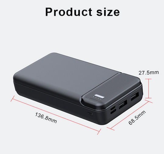 Techsuit PB-N2 Power Bank 20000mAh with 2 USB-A Ports Black view 4