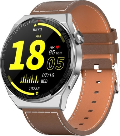Kt62 1.36 Inch Tft Round Screen Smart Watch Supports Bluetooth Call Blood Oxygen Monitoring Strap:leather Strap Silver