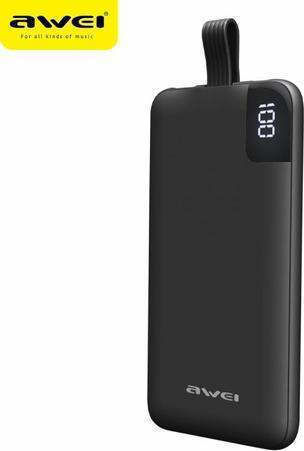 Awei P67K Power Bank 10000mAh with 2 USB-A Ports Black view 1