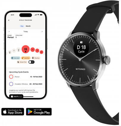 Withings ScanWatch Light Stainless Steel 37mm Waterproof with Heart Rate Monitor (Black) view 3
