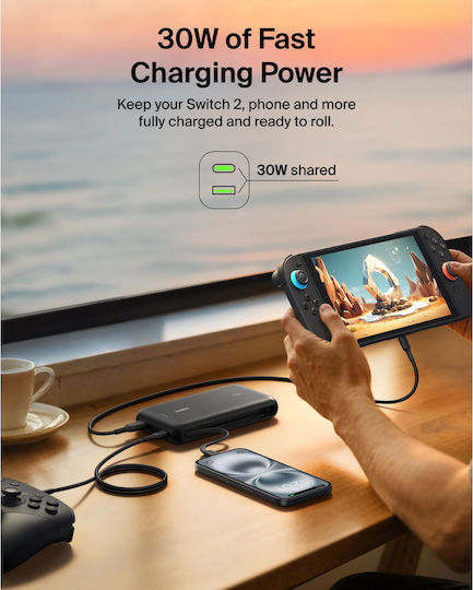 Belkin 20K (30W) for Nintendo Switch 2 Power Bank 20000mAh 30W with USB-A Port and USB-C Port Power Delivery Black view 8