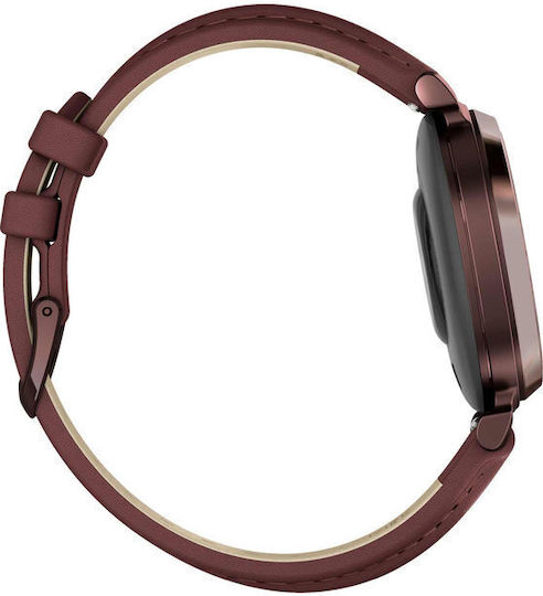 Garmin Lily 2 Classic Aluminium Waterproof Smartwatch with Heart Rate Monitor (Dark Bronze with Mulberry Leather Band) view 7