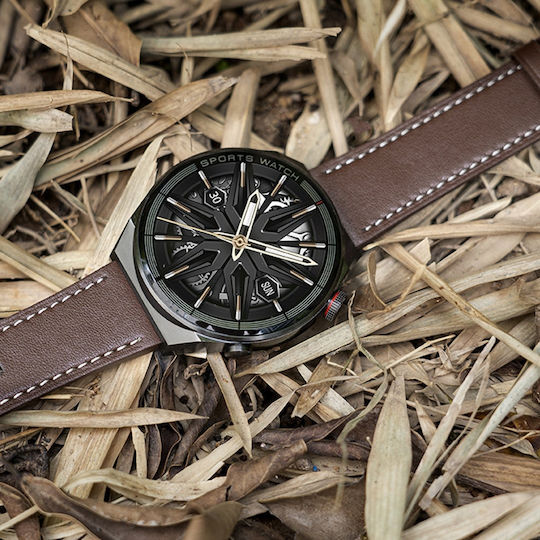 NO.1 DT3 Mate 45mm Smartwatch with Heart Rate Monitor (Silver Case / Brown Leather Strap) view 2