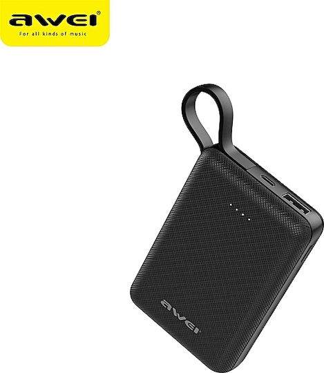Awei P45K Power Bank 10000mAh with USB-A Port Black vista 2