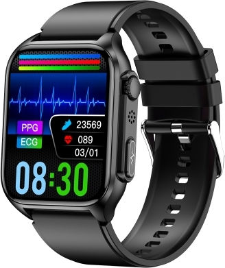 Tk12 1.96 Inch Ip67 Waterproof Silicone Band Smart Watch Supports Ecg Remote Families Care Bluetooth Call Body Temperature Monitoring Black view 1