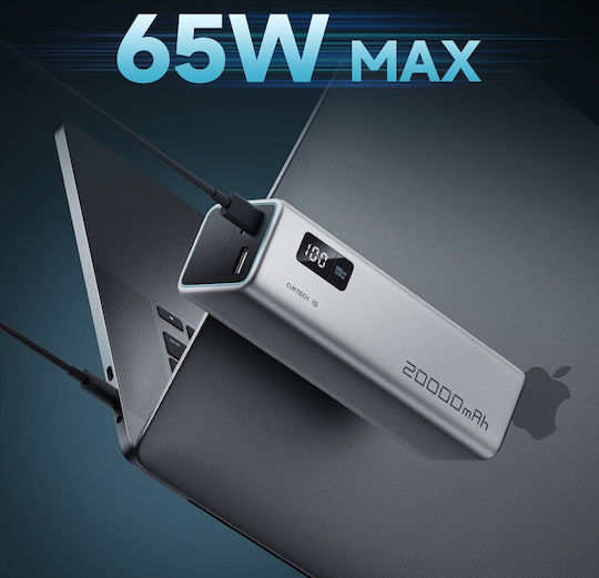 Cuktech CUKP200XGLGR Power Bank 20000mAh 100W with USB-A Port and 2 USB-C Ports Gray view 2