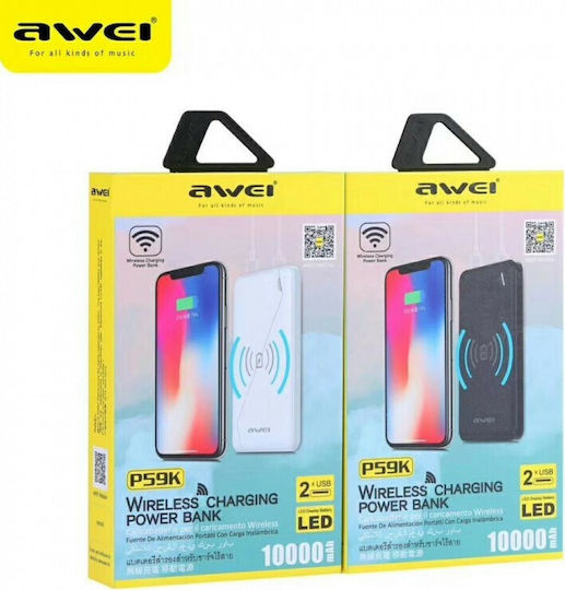 Awei P59K Wireless Power Bank 10000mAh with 2 USB-A Ports Black vue 6