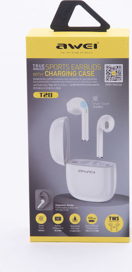 Awei T28 In-ear Bluetooth Handsfree Earphones with Sweat Resistance and Charging Case White view 7