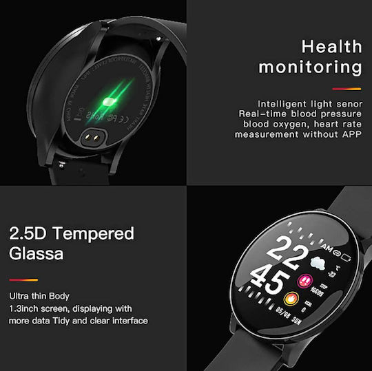 Bakeey W8 Smartwatch with Heart Rate Monitor (Black) vue 8