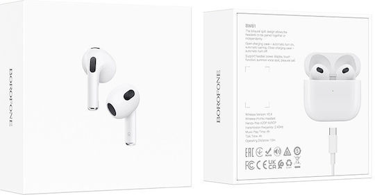 Borofone BW81 Earbud Bluetooth Handsfree Earphones with Charging Case White view 3