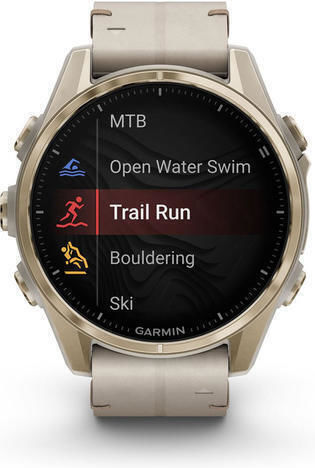 Garmin Fenix 8 Stainless Steel 43mm Waterproof Smartwatch with Heart Rate Monitor (Sapphire, Soft Gold with Limestone Leather Band) view 1